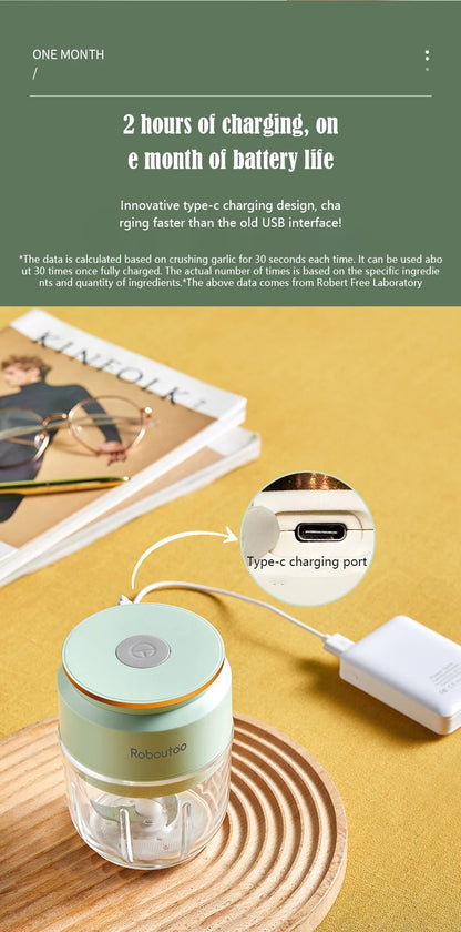 Mi Glass Electric Garlic Crusher – Portable USB Rechargeable Mini Food Chopper