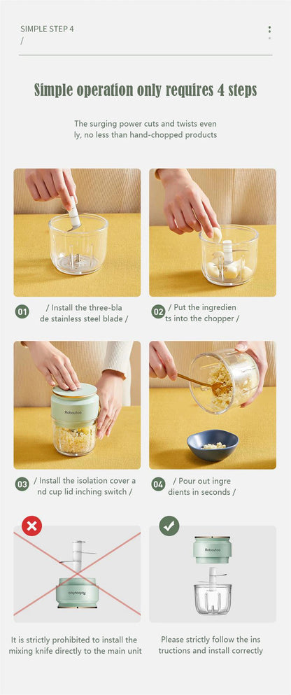 Mi Glass Electric Garlic Crusher – Portable USB Rechargeable Mini Food Chopper