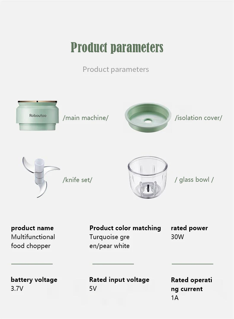 Mi Glass Electric Garlic Crusher – Portable USB Rechargeable Mini Food Chopper