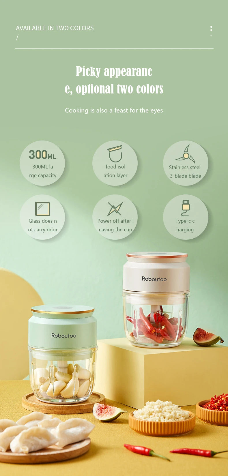 Mi Glass Electric Garlic Crusher – Portable USB Rechargeable Mini Food Chopper