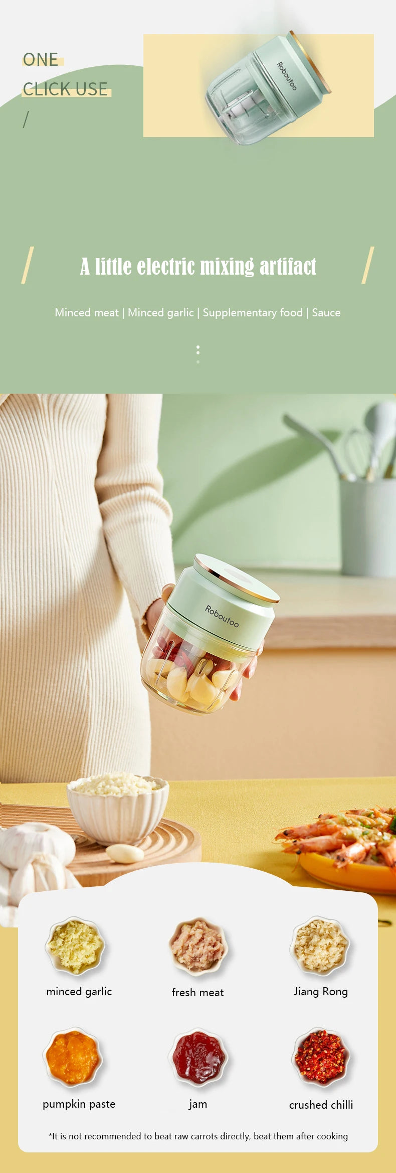 Mi Glass Electric Garlic Crusher – Portable USB Rechargeable Mini Food Chopper